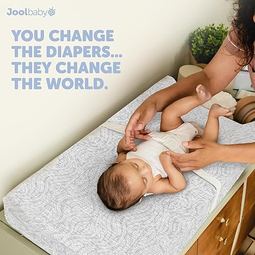 Jool Baby Soft Changing Pad + Washable Cover, Non-Slip - Fits Standard Changing Tables & Dressers (Gray) - Jamouz