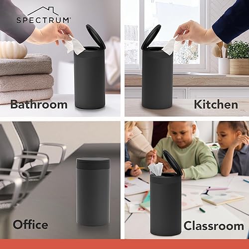 Spectrum Disinfecting Wipes Container with Push Button Lid - Refillable Dispenser for Bathroom, Kitchen, Classroom, Countertop, & Home - Stainless Steel & Rust-Resistant Disinfectant Wipes Holder - Jamouz