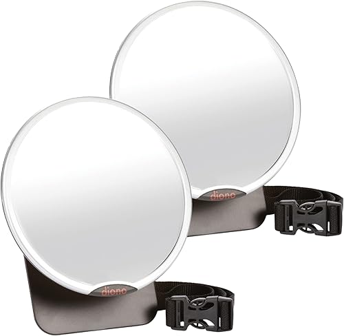 Diono Easy View Pack of 2 Baby Car Mirrors, Safety Car Seat Mirror for Rear Facing Infant, Fully Adjustable with 360 Rotation, Wide Crystal Clear View, Shatterproof, Crash Tested - Jamouz
