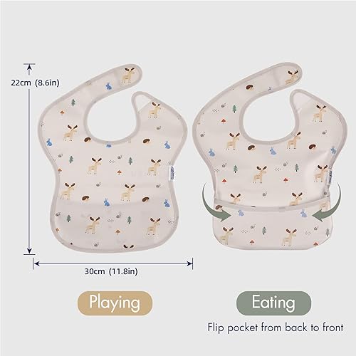 Soarwg Kids Bibs, Baby Bibs, Waterproof Baby Bibs for Boy and Girl, Great Travel Baby Bibs for Eating, Feeding Bibs, 5 Pack - Jamouz