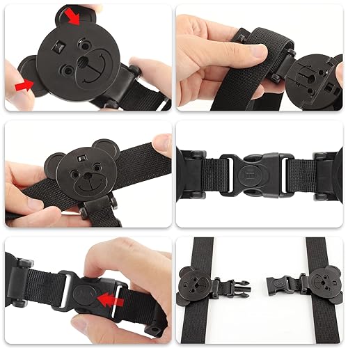 Lock Strap Anti Escape, Bear-Shaped Baby Harness Chest Clip Safety Clip, Prevent Children/Kids Taking Their Arms Out of Child High Chairs/Strollers/Baby Reins(2 Pack) - Jamouz