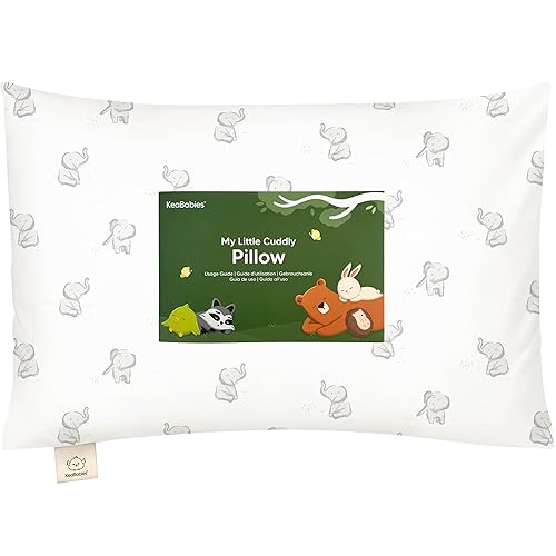 Toddler Pillow with Pillowcase - 13x18 My Little Cuddly Pillow, Viscose Derived From Bamboo Nursery Toddler Pillows for Sleeping,Kids Pillow,Small Travel Pillows,Mini Toddler Bed Pillow (Meadow) - Jamouz