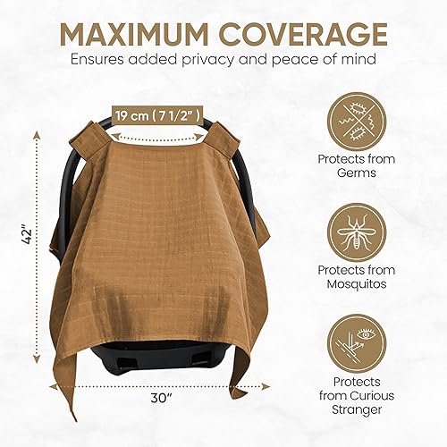 MOZAH Baby Multi-Use Cover: 9-in-1 Car Seat Covers Canopy Cover, Breathable Breastfeeding Cover, Stroller Cover & More, Boys & Girls Shower Gifts (Warm Taupe) - Jamouz
