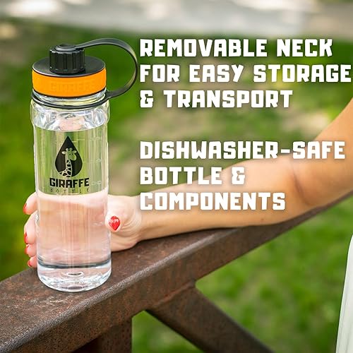 Tower Hands Free Drinking System, Clear Tritan Bottle, with Round Tube Mounted Bottle Holder (length 25 in / 63 cm) - Jamouz