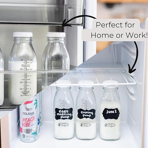 Breast Milk Pitcher | Set of 3 Glass Breastmilk Storage Bottles, Pour Spout & Silicone Spatula | Breast Milk Container w/ Chalkboard Labels & Pen | Ideal Breastmilk Storage Pitcher for Baby Shower - Jamouz