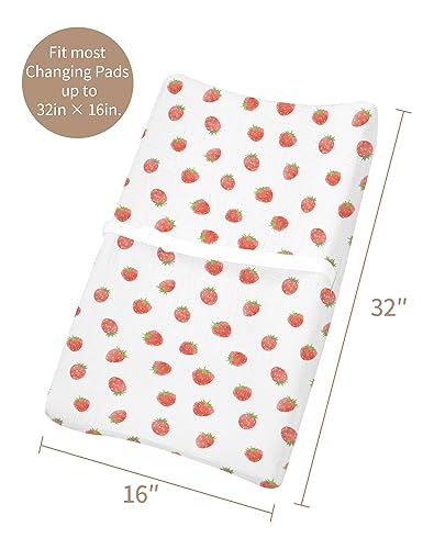 Changing Pad Cover for Baby Boy Girl 2 Pack, Muslin Changing Table Pad Covers with Boho Style, Neutral Nursery Bedding Essentials Soft and Breathable(Dusty Rose & Flower-A) - Jamouz