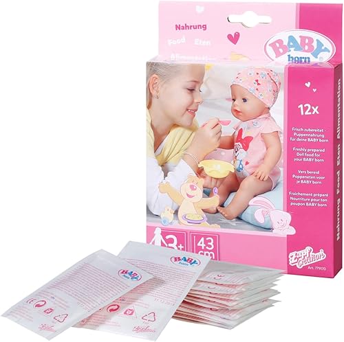 BABY born Food Sachets for Doll - Easy for Small Hands, Creative Play Promotes Empathy and Social Skills, for Toddlers 3 Years and Up - Includes 12 Sachets - Jamouz