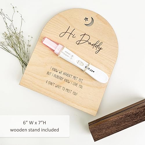 Pregnancy Announcement For Dad- Hi Daddy Pregnancy Test Keepsake Wooden Sign- Baby Surprise Announcement Ideas, Pregnancy Reveal To Husband, Daddy To Be Gifts - Jamouz