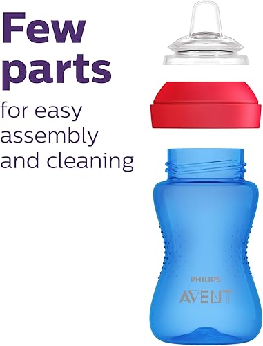 AVENT Philips Spout Sippy Cup with Soft Spout and Leak-Proof Design, Blue/Green, 10oz, 2pk, SCF801/21 - Jamouz