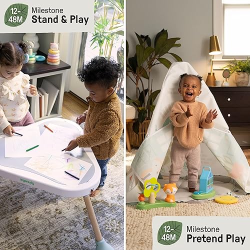 Ingenuity Tummy-to-Toes 6-in-1 Milestone Center, Play Gym, Foldable Mat, Music and Nature Sounds, Lights, Activity Jumper, Table, Playhouse, for Ages 0-48 Months - Jamouz