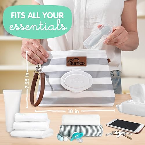 Bumco Diaper Clutch Bag - Mini Diaper Cream Spatula & Wipes Dispenser, BPA-Free Butt Spatula Baby Essentials - Jamouz