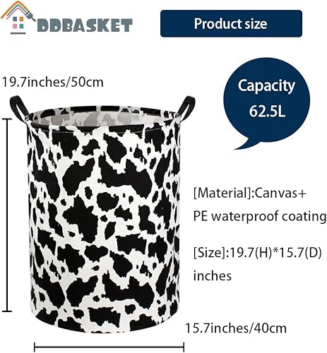 Cow Print Laundry Basket Baby Nursery Clothes Hamper Collapsible Toy Storage Bin Organizer with Handles for Kids,Boys and Girls Room Decor(Cow) - Jamouz