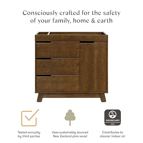 Babyletto Hudson 3-Drawer Changer Dresser with Removable Changing Tray in Washed Natural and White, Greenguard Gold Certified - Jamouz