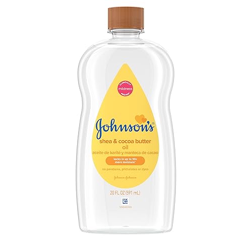 Johnson's Baby Oil, Mineral Oil Enriched with Shea & Cocoa Butter to Prevent Moisture Loss, Hypoallergenic, 20 fl. oz - Jamouz