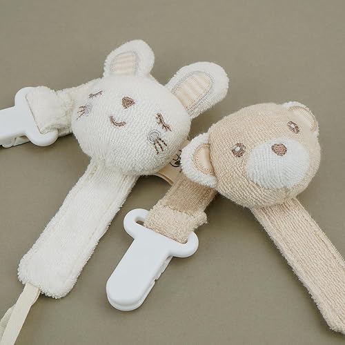 Pacifier Clip, 2 Pack Baby Pacifier Holder for Boys and Girls Fits Many Pacifiers & Baby Teething Toys, Ideal Baby Gift (Puppy & Bunny) - Jamouz
