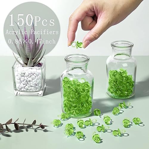150 Mini Acrylic Pacifiers for Baby Shower Game, 0.86 Inch Bulk Chupones para Gender Reveal Party Favors Table Decoration (Blue) - Jamouz