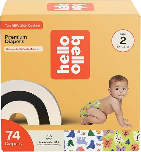 Hello Bello Premium Diapers Size 4, Honeysuckle Designs, 58ct Club Box, Hypoallergenic and Extra Absorbent - Jamouz