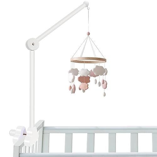 27.5 inch Adjustable Baby Crib Mobile Arm 360°Rotating Baby Bed Bell Holder Arm Bracket Wooden Baby Mobile Hanger for DIY Clamp Mobile Standing Toy Decoration Hanging/Exclude Hanging Rotating Bell - Jamouz