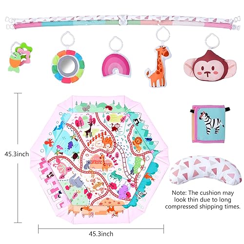 Baby Gym Play Mat, 8-in-1 Tummy Time Mat & Activity Gym, Washable Ball Pit, Infant Play Mat with Detachable Toys for Sensory Exploration and Motor Skill Development - Jamouz