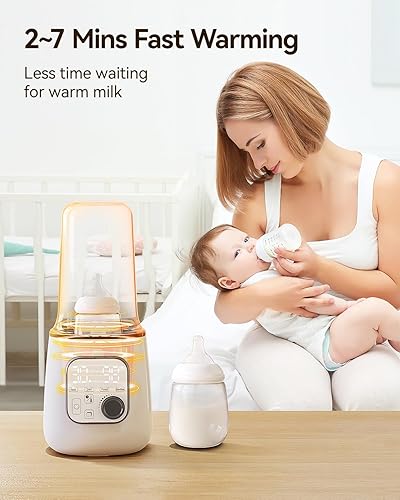 LAREX Fast Bottle Warmer, 10-in-1 Baby Bottle Warmer for Breastmilk or Formula, with Precise Timer, Auto Shut-Off, and Accurate Temperature Control - Jamouz