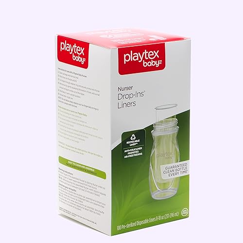 Playtex Baby Nurser Pre-Sterilized Disposable Drop-Ins Bottle Liners, Anti-Colic, Gas Reduction, Closer to Breastfeeding, 8 Oz, 100 Count - Jamouz
