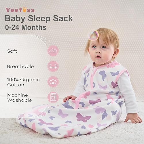 Yoofoss Baby Sleep Sack 6-12 Months Wearable Blanket for Babies 100% Cotton 2-Way Zipper TOG 0.5 Toddler Sleeping Sack 3 Pack, Soft Lightweight Sleep Sacks - Jamouz