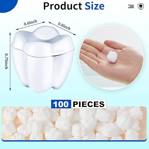 White Tooth Savers Plastic School Tooth Holders for Boys and Girls Fairy Box Holders for Kids Keepsake Goodie Bag Fillers Party Favor Dentist Office, 0.6 x 0.75 x 0.6 Inch - Jamouz