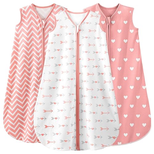 Yoofoss Baby Sleep Sack 6-12 Months Wearable Blanket for Babies 100% Cotton 2-Way Zipper TOG 0.5 Toddler Sleeping Sack 3 Pack, Soft Lightweight Sleep Sacks - Jamouz