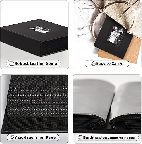 Popotop Photo Album 4x6 300 Pockets with Leather Hardcover Cover, Small Photo Album Holder Book with 50Pcs Pages for Family Travel Wedding Baby Gifts - Jamouz
