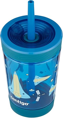 Contigo Kids Spill-Proof 14oz Tumbler with Straw and BPA-Free Plastic, Fits Most Cup Holders and Dishwasher Safe, 2-Pack Strawberry Cream & Blue Raspberry - Jamouz