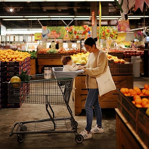 mushie Baby Car Seat Canopy Cover | Breathable & Stretchy Multi Use Cover for Breastfeeding, Nursing, High Chair, Shopping Cart, Strollers (Fog) - Jamouz