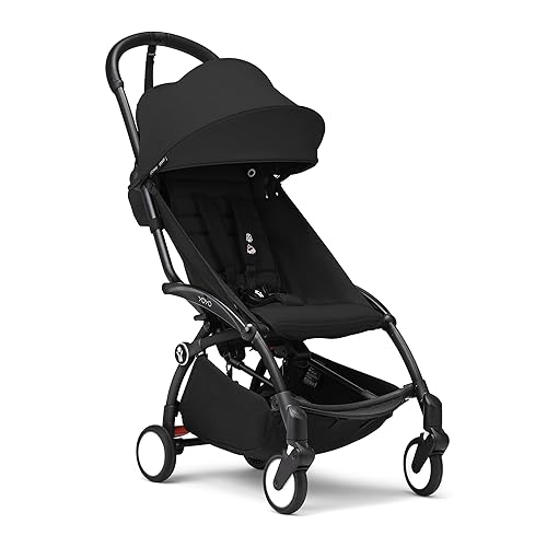 Stokke YOYO3 Stroller from 6 Months - Includes Black Frame, Seat Cushion & Canopy - Folds in & Out in a Flash - Light & Compact - Carry-On Compatible - Jamouz