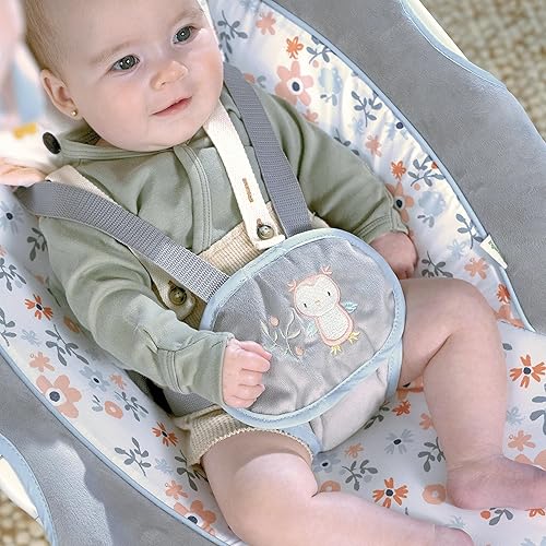 Ingenuity InLighten 5-Speed Baby Swing - Swivel Infant Seat, 5 Point Safety Harness, Nature Sounds, Lights - Nally Owl - Jamouz