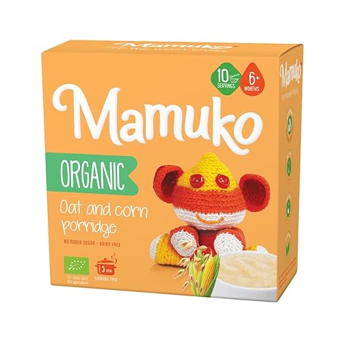MAMUKO Organic Oat & Corn Grits Porridge - High Fiber Porridge with No Added Sugar, Milk & Preservatives - Vegan Porridge Ideal for Toddlers - (200g - 10 Servings) - Jamouz