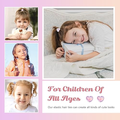 30PCS Baby Hair Ties, Cute Pearl Toddler Hair Ties for Kids, Candy Color Hair Ties for Little Girls, Pink Hair Ties Ponytail Holders, Stretchy and Non-Damage, 3 Styles in Box Gifts Holiday - Jamouz