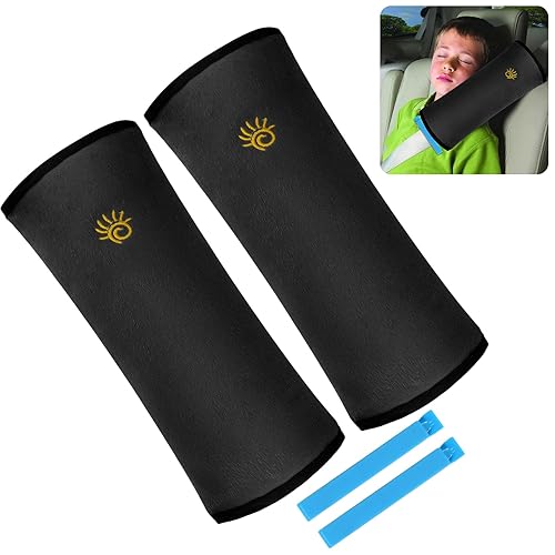 Seat Belt Pillow for Kids, 2 Pack Car Pillow for Kids, Seat Belt Cover Pad Cushion for Head Neck Shoulder Support, Toddler Car Travel Accessories Booster Seat Safety Strap Protector for Boy Girl Adult - Jamouz