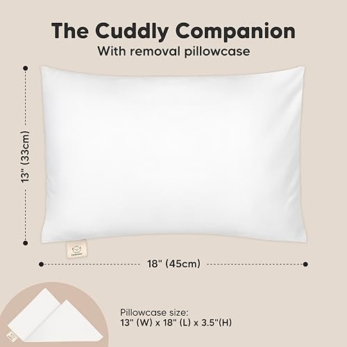 Toddler Pillow with Pillowcase - 13x18 My Little Cuddly Pillow, Viscose Derived From Bamboo Nursery Toddler Pillows for Sleeping,Kids Pillow,Small Travel Pillows,Mini Toddler Bed Pillow (Meadow) - Jamouz