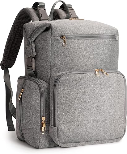 CEI-CEI Neoprene Diaper Bag Backpack with Changing Pad, Large Newborn Baby Maternity Bags Travel Tote with Insulated Pockets (Black) - Jamouz