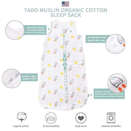 Baby Sleep Sack 2-4 T Baby Wearable Blanket 100% Organic Cotton 0.5 TOG Toddler Sleeping Sack 2- Way Zipper Soft Lightweight X-Large Pup - Jamouz