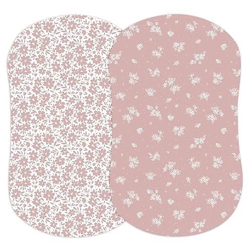 Baby Changing Pad Cover 2-Pack for Girls (Fleurette) - Premium Fitted Sheets Baby Diaper Changing Table Cover - Buttery Soft Cotton Blend - Jamouz