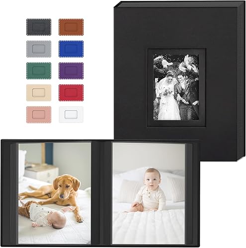 Popotop Photo Album 4x6 300 Pockets with Leather Hardcover Cover, Small Photo Album Holder Book with 50Pcs Pages for Family Travel Wedding Baby Gifts - Jamouz