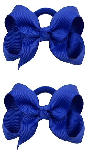 3 Inch Baby Girl Hair Bows Elastic Hair Tie Accessories Bow Ponytail Holder - Set of 2 (Red) - Jamouz