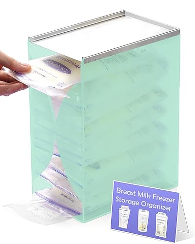 Fridge Organizer for Breastmilk Storage Bags, First-in First-Out Breast Milk Storage Bags Freezer Organizer with Quick-Freeze Tray, Breastmilk Storage Container for Breastfeeding Essentials - Jamouz
