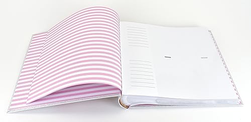 MCS 200-Pocket Fabric Baby 4x6 Photo Album with Writing Space, 8.5 x 8.5 Inches, Baby Pink - Jamouz