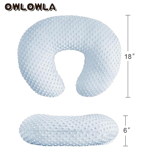 OWLOWLA Minky Nursing Cover, Breastfeeding Pillow Slipcover Fits Nursing Pillow for Baby Boy Girl(Baby Blue) - Jamouz