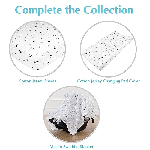 TL Care 2 Pack Fitted Pack N Play Playard Sheet 27' x 39', Soft Breathable Neutral 100% Cotton Jersey Pack and Play Sheet, Gray Star/Gray Zigzag, for Boys and Girls, Fits Most Mini Crib - Jamouz