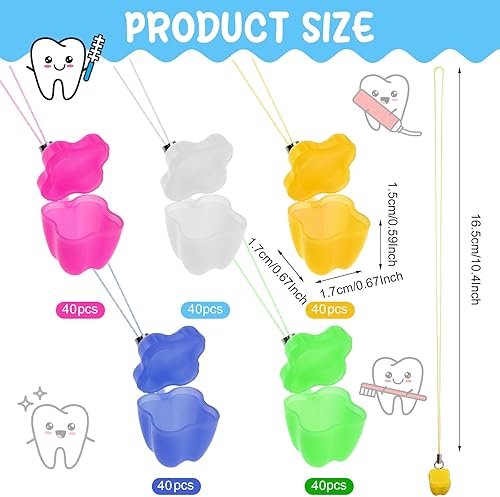 200-Piece Tooth Saver Necklaces, Tooth Necklace Little Box for Lost Teeth, Milk Teeth Storage Cases for Children Tooth Fairy Bag School Classroom Party Supply - Jamouz