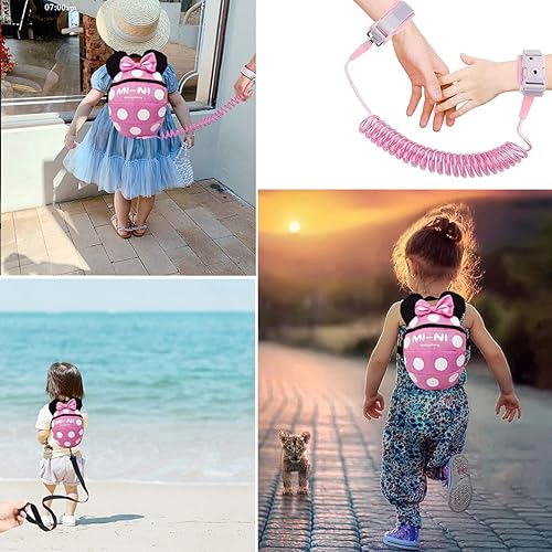 CZSYZCZS Toddlers Leash + Anti Lost Wrist Link Child Kids Safety Harness Kids Walking Wristband Assistant Strap Belt (pink) - Jamouz