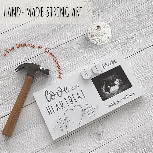 Baby Sonogram Picture Frame with Countdown Weeks - Standard 4'x3' Ultrasound Photo - Pregnancy Announcements Ideas - Gender Reveal Baby-Shower Gift - New Mom Expecting Parents to Be Keepsake Gifts - Jamouz