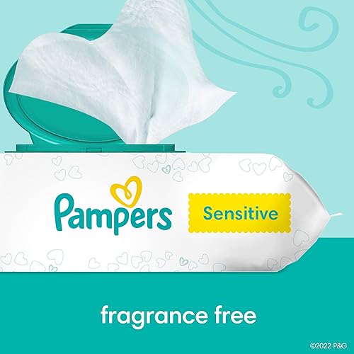 Pampers Sensitive Baby Wipes, Water Based, Hypoallergenic and Unscented, 8 Flip-Top Packs, 4 Refill Packs (1008 Wipes Total) - Jamouz